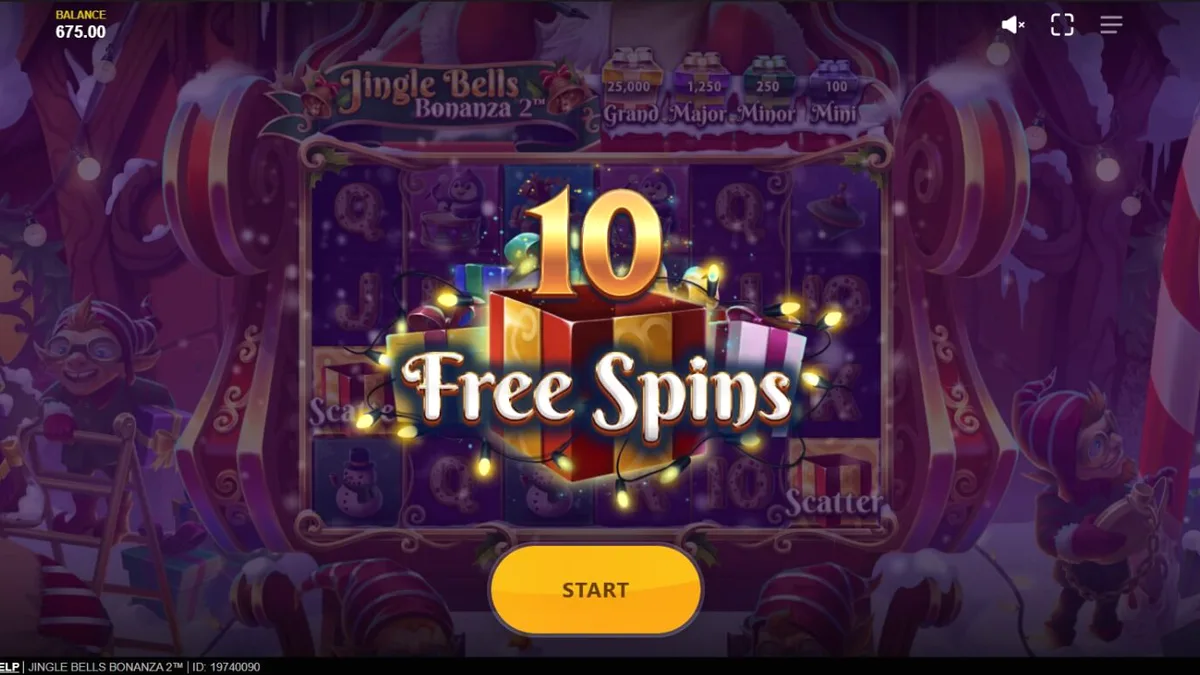 Tampilan visual slot Jingle Bells Bonanza 2 dengan tema Natal yang meriah